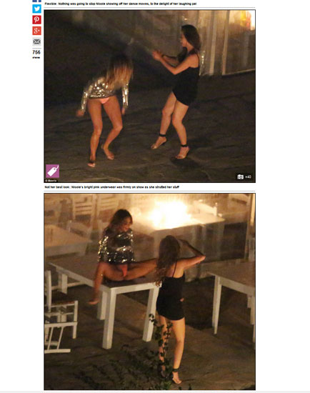 Complètement ivre et incontrôlable Nicole Scherzinger montre sa petite culotte en public son