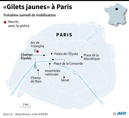 Larc De Triomphe Terrain Daffrontement Entre Gilets