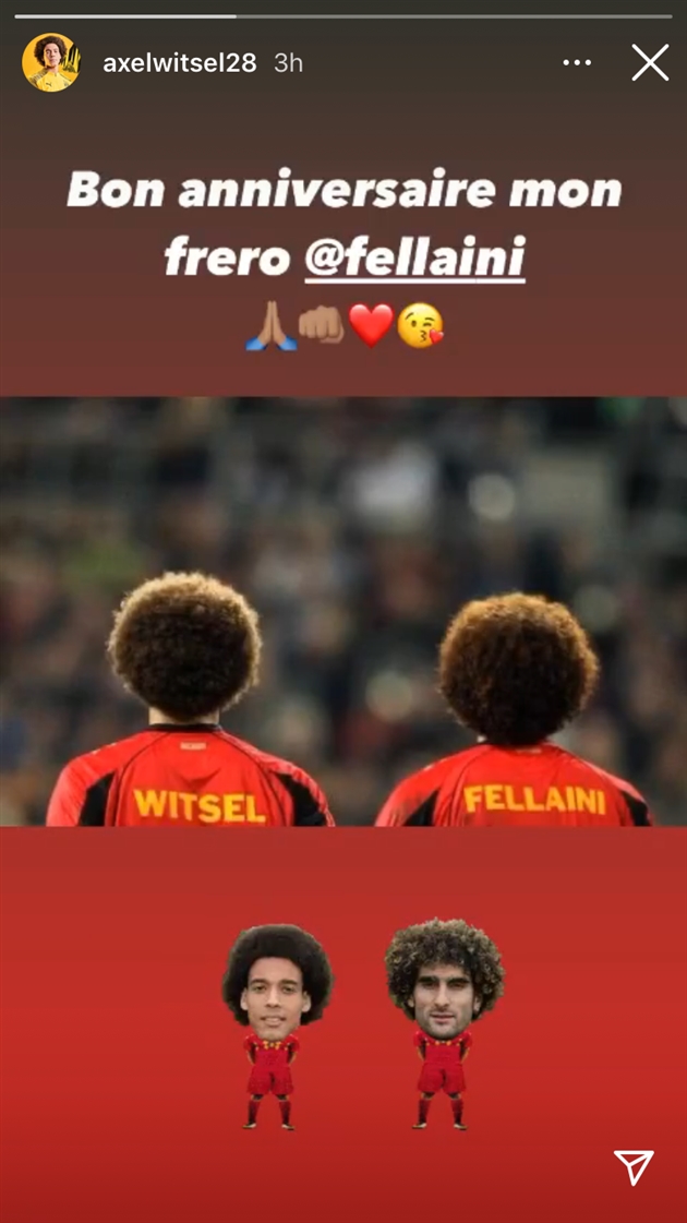 Axel Witsel Souhaite Un Bon Anniversaire A Marouane Fellaini Avec Une Photo Geniale Photo Rtl Sport