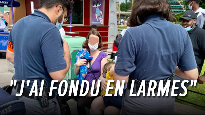 A gesture of solidarity moves Laura, the mother reprimanded by Disneyland guards as she breastfeeds