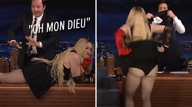 Live, Madonna bangun dan menunjukkan pantatnya: momen memalukan bagi presenter (video)