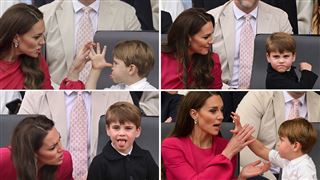 Kate Middleton tente de contenir le prince Louis survolté pendant le Jubilé- l'enfant met sa main sur la bouche de sa mère (vidéo)